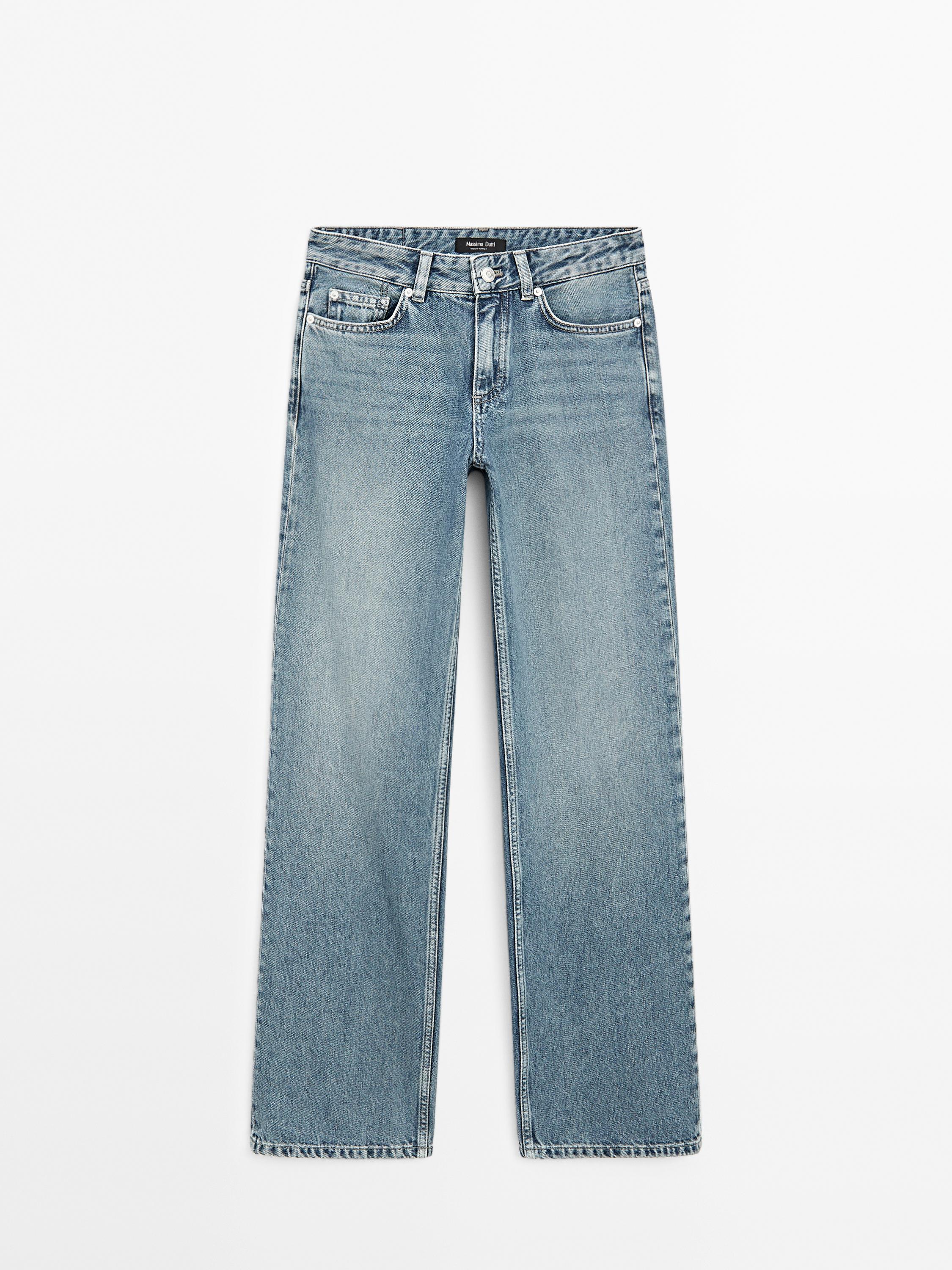 Low-rise straight-leg jeans